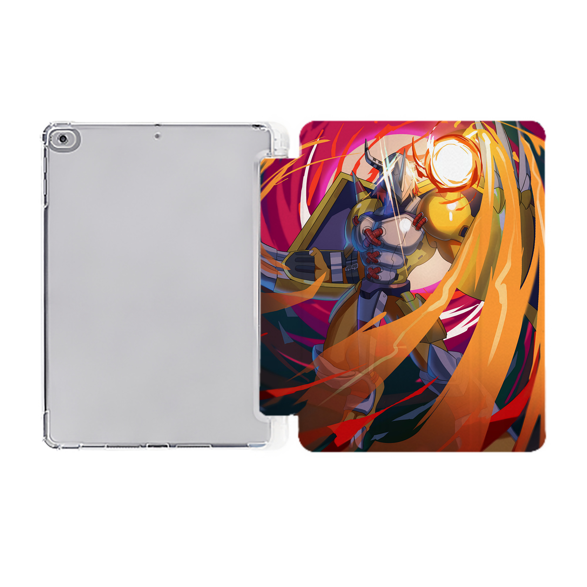 （画像用） Digimon デジタルモンスター/デジモン IPad ケース ペン収納付き 三つ折りスタンド PUレザー×シリコン 対応機種9.5/10.5/10.9インチ